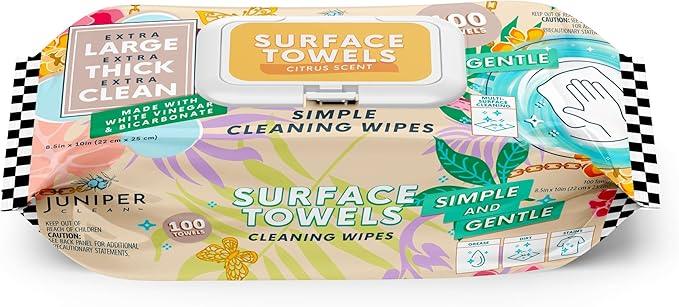 Single Surface Cleaning Wipes Bleach Free, Thick & Large Dispose, All-Purpose Cleaner for Bathroom, Kitchen, Office, 100 Count Soft Flow, Biodegradable, Citrus Scent - NeatNest