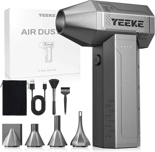 Compressed Air Duster, 300000 RPM & 400 G Wind Pressure, 10000 mAh Battery with Fast Charging, 4-Gear Electric Air Duster Rechargeable, Electric Duster Mini Blower with LED Light for Cleaning - NeatNest