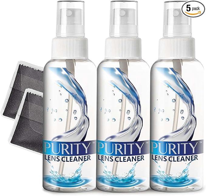 Purity Eyeglass Lens Cleaner Kit - 3 x 2oz Travel Size Lens Cleaner Spray Bottle + 2 Microfiber Cleaning Cloths - Safe for All Lenses (AR Coated Included), Eyeglasses and Screens - Clear - NeatNest