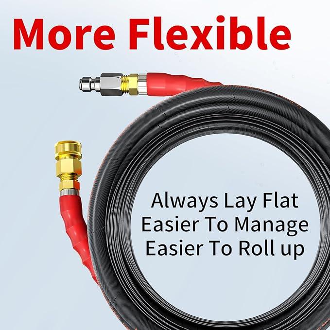 Pressure Washer Hose 125FT, 4800PSI High Tensile Wire Braid Kink Resistant Power Washer Extension Hose, 3/8" Flexible Replacement Hose with 3/8 Quick Connect - NeatNest