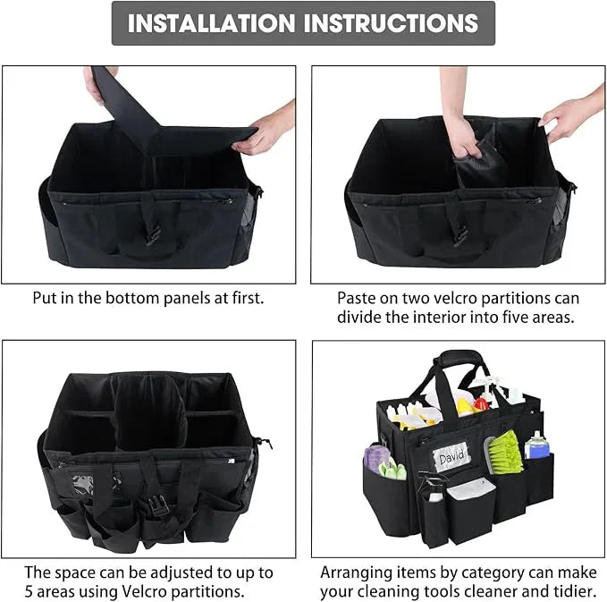 ZKOO Cleaning Bag Cleaning Caddy Organizer, Wearable Cleaning Caddy with Waist & Handles for Cleaning Tool Organizers, Extra-Large Cleaning Caddy Bag Adjustable Compartments for Housekeeping,Gardening - NeatNest