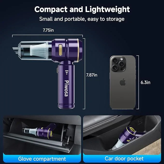 Handheld Vacuum Cordless, Car Vacuum Cleaner with High Power Strong Suction, Compressed Air Dusters with LED Light, Mini Portable Hand Vacuum Blower for Home, Pet (Navy) - NeatNest