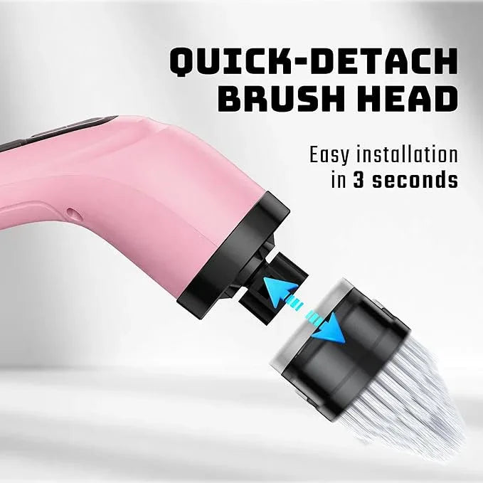 Electric Spin Scrubber - Cordless Bathroom Scrubber with 7 Brush Heads - Dual Speed IPX7 Waterproof Power Scrubber for Heavy-Duty Bathtub, Glass, Tile, and Car Cleaning (Pink) - NeatNest