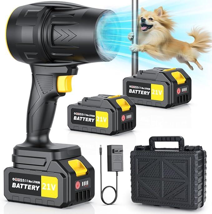 Handheld Leaf Blower Cordless with 2 Battery and Charger, 550CFM Lightweight Electric Cordless Leaf Blowers, 21V Battery Powered Leaves Blowers for Lawn Care, Patio, Car and Dus (Black) - NeatNest