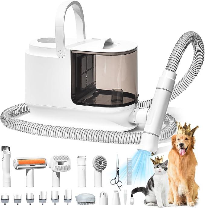Bunfly Dog Grooming Kit & Dog Hair Vacuum, 3.5L Capacity Pet Grooming Vacuum with 13000kpa Strong Suction 99% Pet Hair,17 Tools Shedding Pet Hair, Home Cleaning -White - NeatNest
