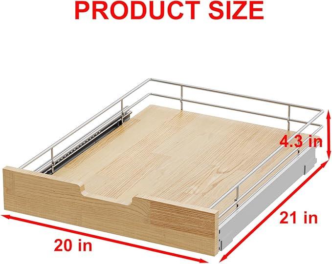 Pull Out Cabinet Organizer,Heavy-Duty Slide Out Shelf, Wood And Wire Basket, Pull Out Drawer for for Kitchen Under Sink Space, Pantry, Bathroom (20 * 21 WM) - NeatNest