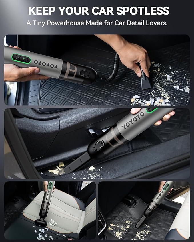 Car Vacuum, Handheld Vacuum Cordless with 21000Pa Powerful Suction & 3 Modes, 4-in-1 Portable Hand Held Mini Vacuum Cleaner Rechargeable, Ultra Light for Car Home Office (Silver) - NeatNest