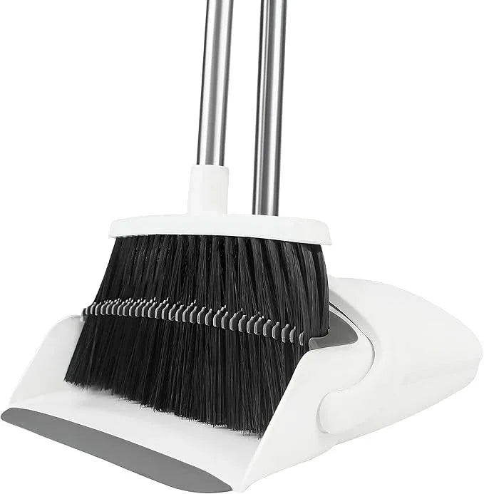 Broom and Dustpan Set, Broom with Dustpan Combo Set for Home 54-in Long Adjustable Handle Dustpan Teeth to Clean Hair for Home Office Kitchen Lobby - NeatNest