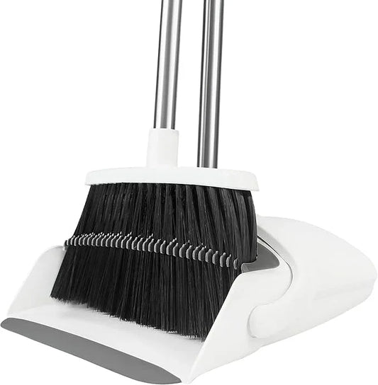 Broom and Dustpan Set, Broom with Dustpan Combo Set for Home 54-in Long Adjustable Handle Dustpan Teeth to Clean Hair for Home Office Kitchen Lobby - NeatNest