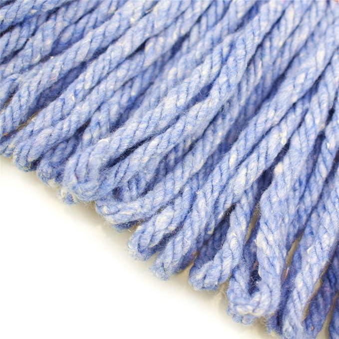 String Mop Heads Replacement Heavy Duty Commercial Grade Blue Cotton Looped End Wet Industrial Cleaning Mop Head Refills (4, Large) - NeatNest