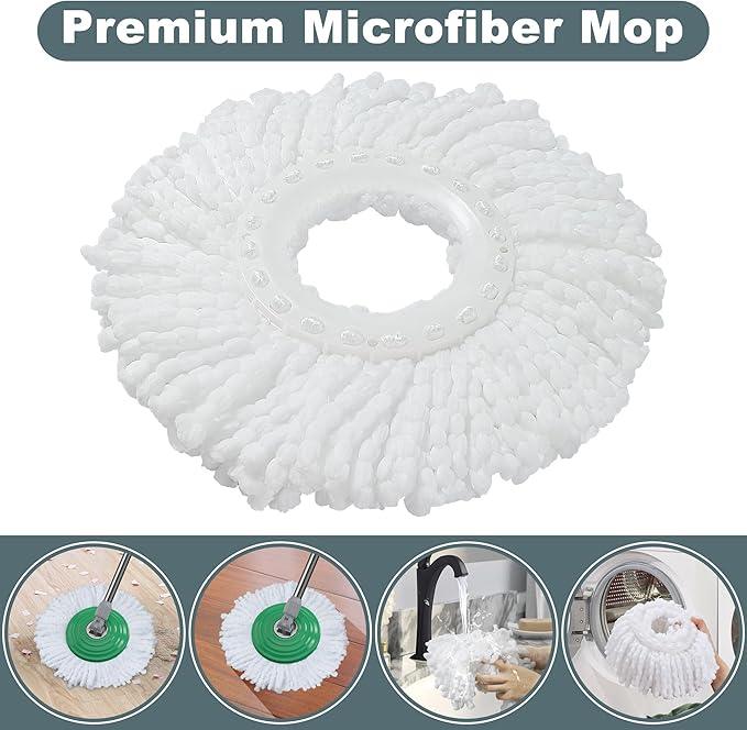 Dual Compartment Spin Mop and Bucket, Mop and Bucket with Wringer Set,360°Rotating Spinning Mopping for Floor Cleaning with 6 Microfiber Replacement Heads, 61" Extended Handle, 2X Wheel - Deep Green - NeatNest