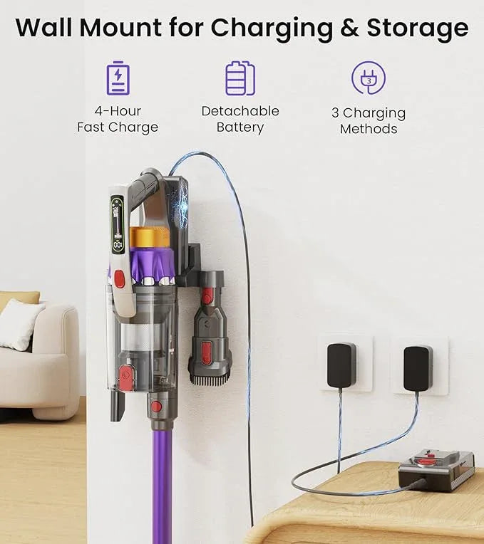 NADALY Cordless Vacuum Cleaner, 650W 55KPA 70Mins Vacuum Cleaners for Home, Anti-Tangle, Self-Standing Stick Vacuum Cordless Rechargeable, Lightweight Vacuum for Hardwood Floors/Pet Hair/Carpet - NeatNest