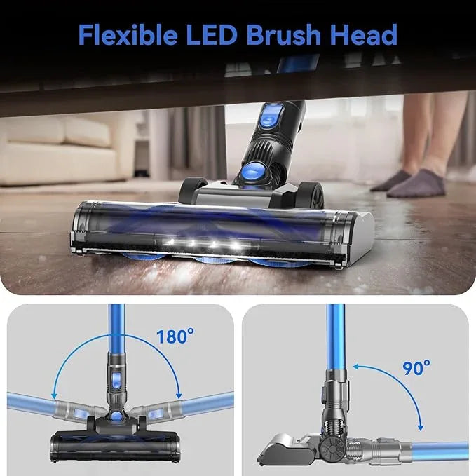 Cordless Vacuum Cleaner,8-in-1 Lightweight Stick Vacuum with Powerful Suction,Self-Standing,40 Mins Max Runtime,Rechargeable Vacuum Cleaners for Home,Hardwood Floor,Carpet,Pet Hair (Charcoal) - NeatNest
