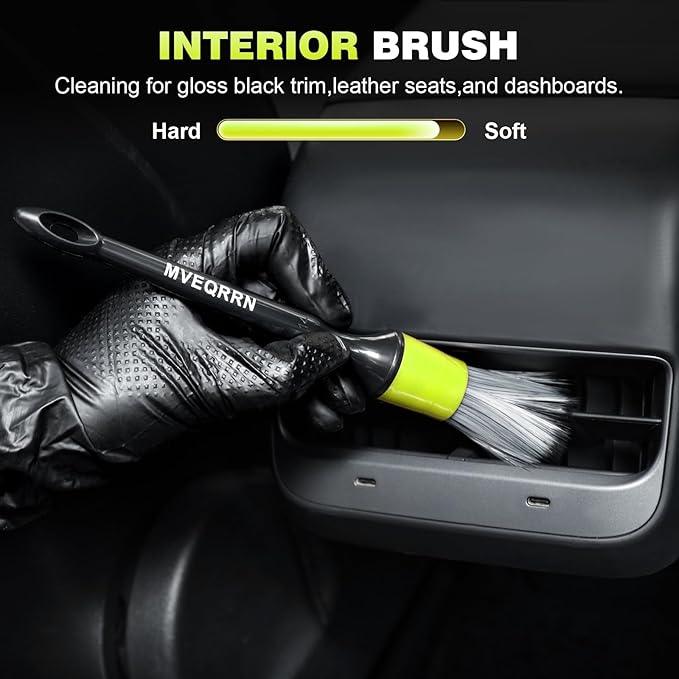 10PCS Car Detailing Brush Set,Boars Hair Car Cleaning Detail Brush kit,Ultra Soft No Scratch Car Dust Brush,Car Interior Detailing Brushes Kit,Detail Brushes Car Detailing for Interior Exterior(green) - NeatNest