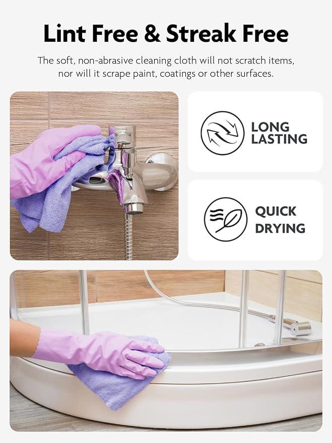 Fantasticlean Microfiber Cleaning Cloth Roll -75 Pack, Tear Away Microfiber Towels, 12" x 12", Reusable, Washable, Scratch Free, Ultra Absorbent Dishcloth for Home Supplies, Car, Pet (Lavender) - NeatNest