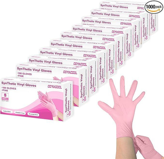 Disposable Gloves Small, Nitrile and Vinyl Blend Material Gloves, Latex Free 4 Mil 1000 Pc Food Grade Glove for Cleaning, Food Prep, Hair Dye, Tattoo, Pink - NeatNest