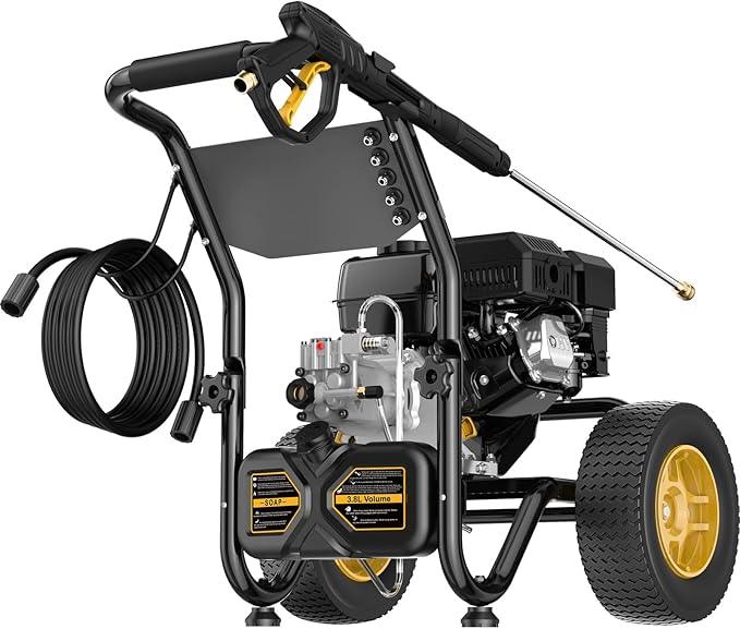 BLUBERY 3600 PSI Gas Pressure Washer, 2.7 GPM Heavy Duty High Power Washer, 30Ft Pressure Hose&Soap Tank,5 Pressure Nozzles,Black - NeatNest