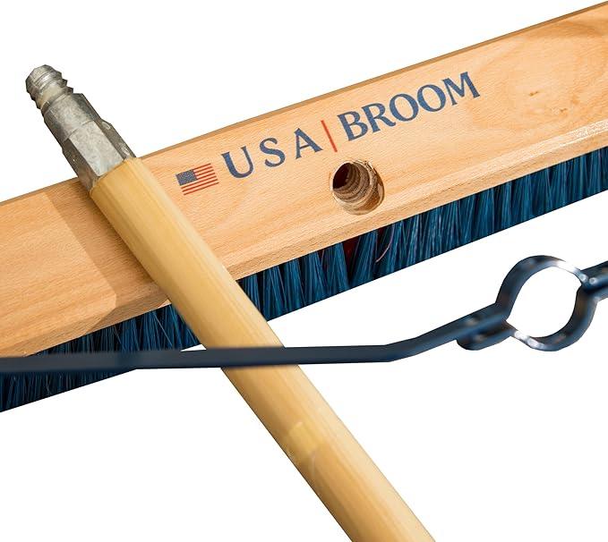 36" Heavy Duty Outdoor Push Broom with 60" Handle. Ideal for Ashpalt, Concrete & Heavy Debris. Durable American Made Steel Brackets-Stainless Steel Hardware. No Plastic. 100% Made in The USA. - NeatNest