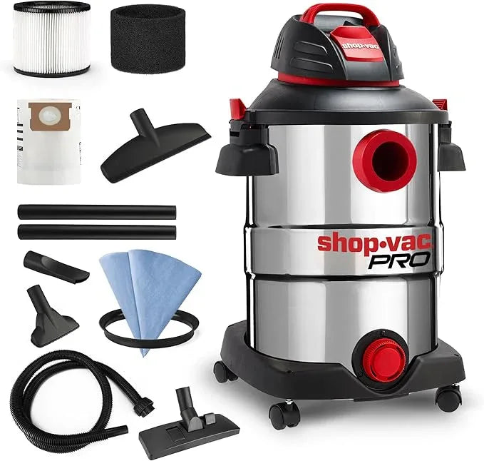 Shop-Vac 12 Gallon 6.0 Peak HP Wet/Dry Vacuum, Stainless Steel Tank, 3 in 1 Function Portable Shop Vacuum with Attachments, Drain Port, Ideal for Jobsite, Garage & Workshop. 5926211 - NeatNest