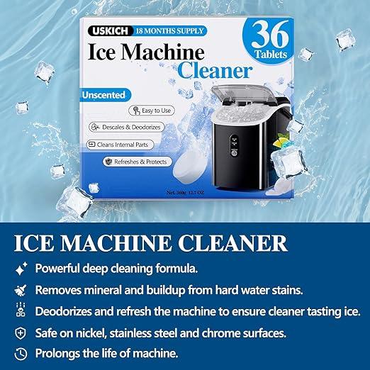 Ice Machine Cleaner Descaler Tablets-36Pack Ice Maker Cleaner Compatible with Frigidaire, Opal, GE Profile, Kitchenaid, Nickel Safe Scale Remover for Countertop, Nugget Ice Makers - NeatNest