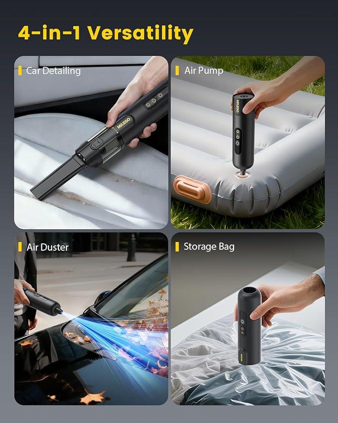 Car Vacuum Cleaner – 100000 RPM Cordless Handheld Vacuum with 20000Pa Suction, 4-IN-1 Portable Vacuum Cordless Blower/Inflator/Deflator, LED Light, Mini Vacuum Cleaner for Car, Office Desk & Home - NeatNest