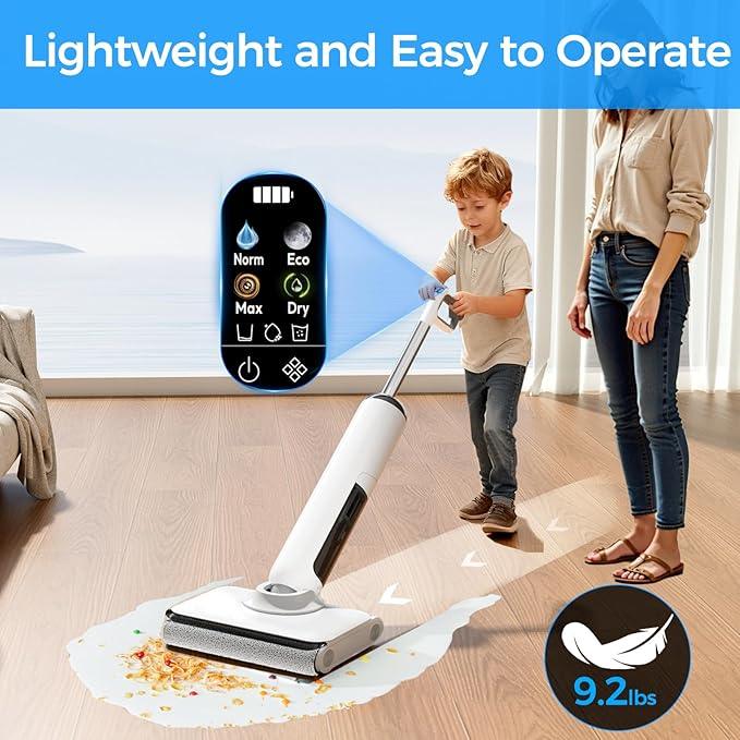 Wet Dry Vacuum Cleaner, 180° Lay-Flat Cordless Vacuum Mop Combo with Edge Cleaning, All-in-One Floor Cleaner for Hard Floors, 45mins Runtime, Full-Path Self-Cleaning&185℉ Flashdry - NeatNest