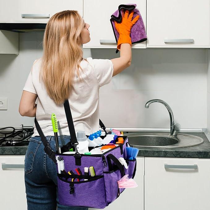 XL Professional Cleaning Caddy for Cleaning Suppliers, 17" Wearable Cleaing Bag for Housekeepers, Cleaning Organizer, Detailing Bag - NeatNest