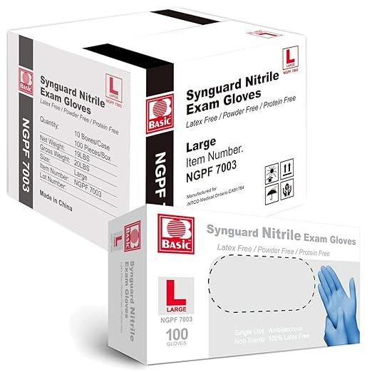 Jointown Basic Medical Blue Nitrile Exam Gloves - Latex-Free & Powder-Free - NGPF7003 (Case of 1,000), Large - NeatNest