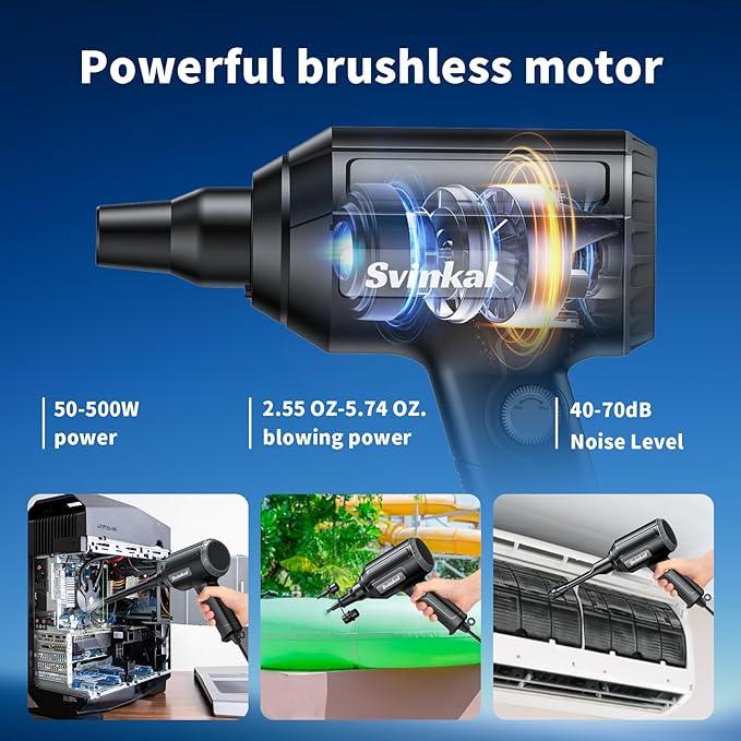 Electric Air Duster, 500W High Power with 40000RPM, Stepless Speed, 6oz Blowing Power, Ideal Canned Air Replacement for Cleaning Keyboards, Electronics, PC, and More - NeatNest