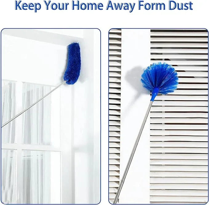 Duster, Microfiber Dusters with 2 Handle Sets, Durable 15-98.1 Inches Long Telescopic Rod, Washable, Feather Dusters for Cleaning Cobweb and Ceilings Fans, 5 Pack (Blue) - NeatNest