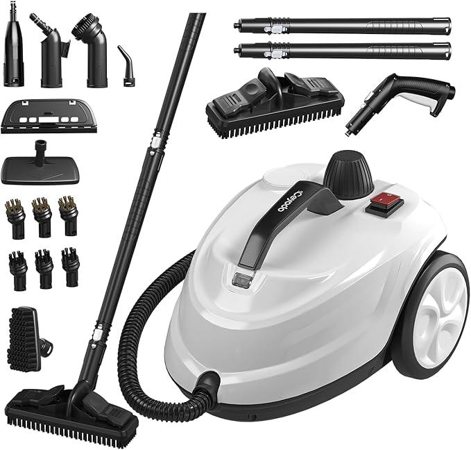 Steam Cleaner, Powerful Heavy Duty Canister Steamer with 34 Accessories, Steam Mop with 16.4 Ft Extra-Long Power Cord for Home Floor Cleaning, Grout, Upholstery, Car Detailing, White - NeatNest