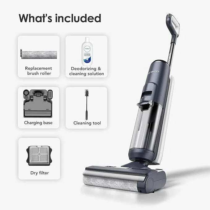 Tineco Floor ONE S5 Smart Cordless Wet Dry Vacuum Cleaner and Mop for Hard Floors, Digital Display, Long Run Time, Great for Sticky Messes and Pet Hair, Space-Saving Design, Blue - NeatNest