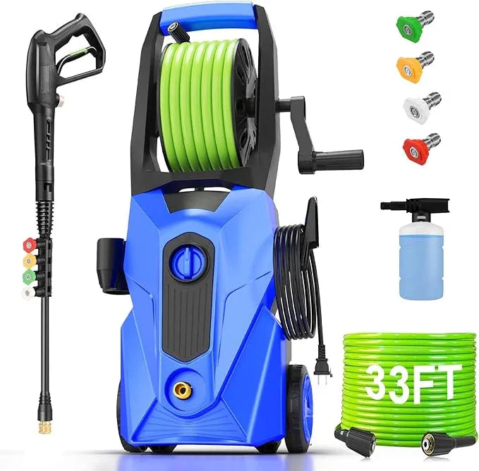 Pressure Washer 5000PSI Power Washers Powered with 33ft Pressure Hose, 4 Nozzle and Foam Cannon, powerwashers for Home, Cars, Fences, Patio, Dblue - NeatNest