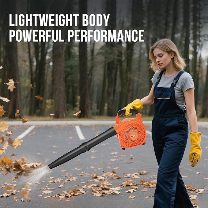 28cc Gas Leaf Blower, 1.1HP 2-Stroke Handheld Blower, 460 CFM 160 MPH High-Performance Air Volume, Lightweight Design for Lawn, Yard, and Driveway Cleanup - NeatNest