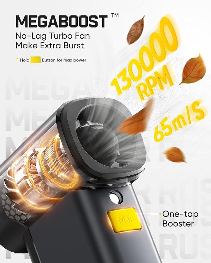 Fanttik B10 Pro Max Electric Air Duster, 130000RPM Brushless Motor, Compressed Air Duster, 6 Gears Adjustable, One-tap Booster, 28.8Wh Rechargeable Battery, Electric Duster for PC, Car, House, Outdoor - NeatNest