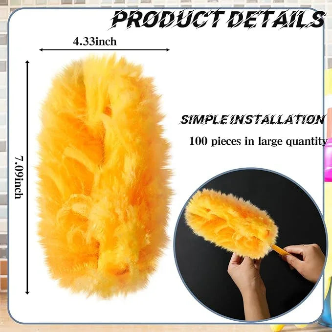 Vesici 100 Pcs Duster Refills Compatible with Swiffer Dusters Bulk Disposable Replacement Thickened with 1 Handle Heavy Duty for Cleaning, Office (Orange) - NeatNest