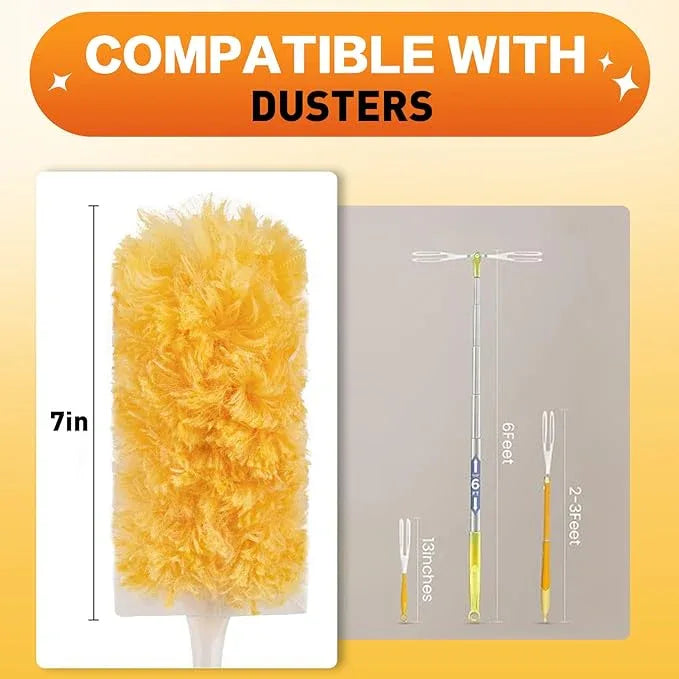Heavy Duty Duster Refills, Disposable Dusters Kit for Cleaning Dusting Furniture Blind Ceiling Fan, Multi Surface 360 Feather Duster(60)+3FT Extended Handle +1 Handle - NeatNest