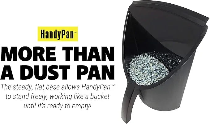 HandyPan Heavy Duty Dustpan, Black - Large Dust Pan Made in the USA with Tight Seal Lip to Keep Dust, Dirt, Debris In-Great for Home, Shop, Garage, Use-Stackable, Standing Dustpan for Wet or Dry Tasks - NeatNest