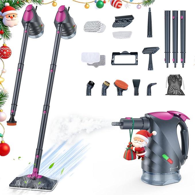 ScrubWiz 10-in-1 Steam Cleaner, Steam Mop & Detachable Handheld Steam Cleaner, 320ml Water Tank, 10s Fast Heating, Portable Steamer for Kitchen, Floor, Tiles, Home, BBQ, Ergonomic Handle, Mid Gray - NeatNest