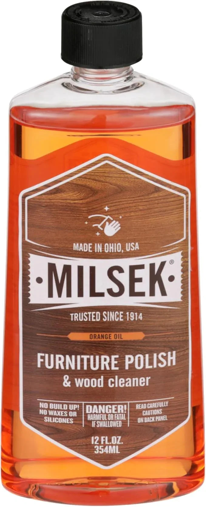 Milsek Furniture Polish, Orange Oil Furniture Cleaner and Polish Cloth, 12 fl oz - NeatNest