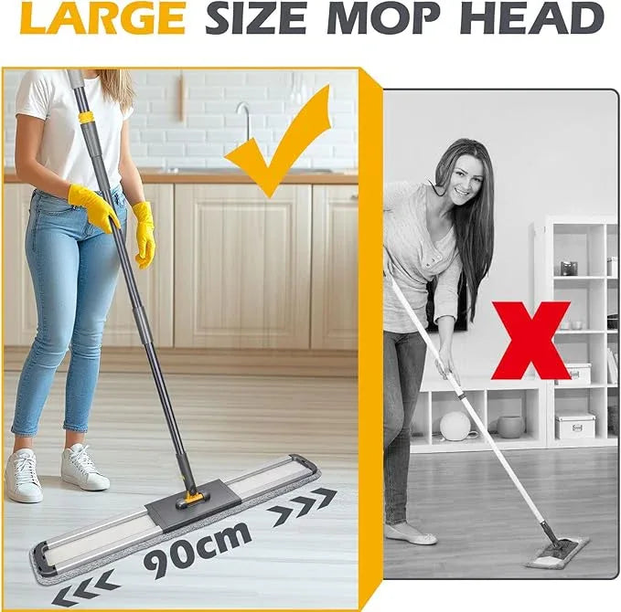 MASTERTOP Commercial Mop, 36'' Large Dust Mop,Heavy Duty Industrial Push Mops with 3 Reusable Microfibre Pads & 62'' Adjustable Handle for Home,Hotel,Mall,Warehouse - NeatNest