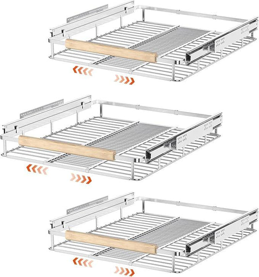 SANNO Pull Out Cabinet Organizer, Cabinet Slide Out Shelf, Pots Pans Organizers Shelves with Sliding for Cupboard Pantry Under Sink Closet, Expandable Width 17.1to 27" W x 22.5" D - NeatNest