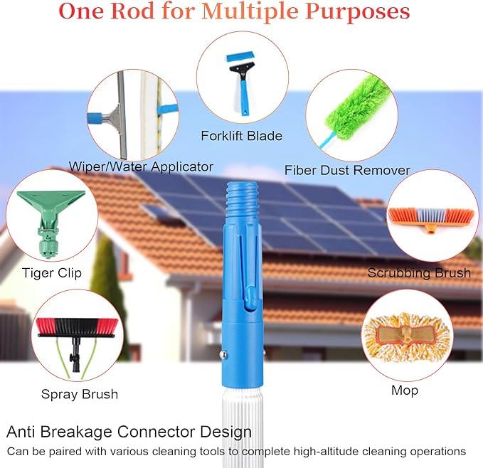 20 FT Water Fed Pole Kit Adjustable Solar Panel Cleaning Kit Cleaner Tool for Window Glass Roof Outdoor Glass Brush Window Washing Equipment (20ft) - NeatNest