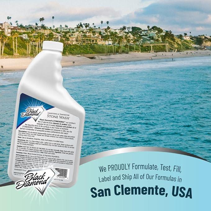 Black Diamond Stoneworks Limestone and Travertine Floor Cleaner: Natural Stone, Marble, Slate, Polished Concrete, honed or tumbled surfaces. Concentrated Ph. Neutral. (1-Quart) - NeatNest
