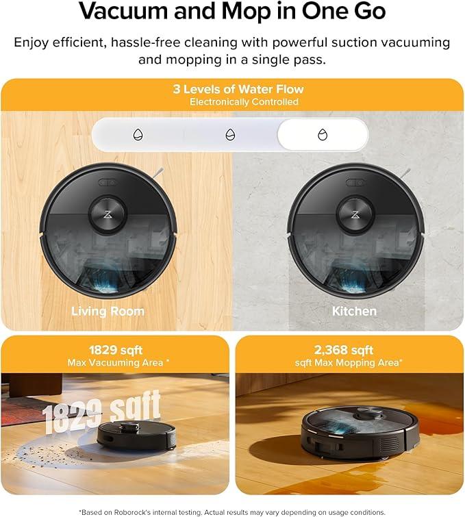 roborock Q7 M5+ Robot Vacuum and Mop, Upgraded from Q5 Max+, Up to 7-9 Weeks Self-Empty, 10000Pa Suction, Dual Anti-Tangle System for Pet Hair & Carpet, PreciSense LiDAR Navigation, App Control, Black - NeatNest