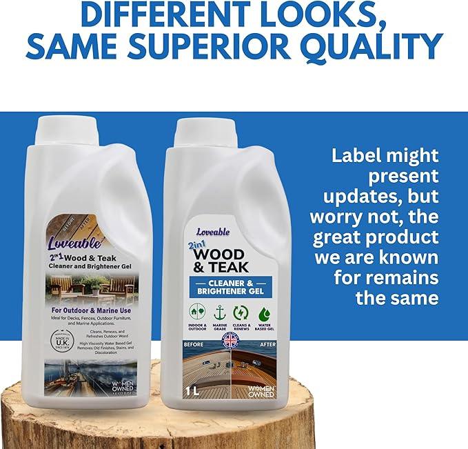 EcoDecors Loveable 2 in 1 Wood & Teak Cleaner and Brightener Gel, 1 L, for Outdoor Use, Cleans, Renews, and Refreshes Outdoor Wood - 2 Pack - NeatNest