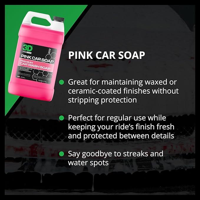 3D Pink Car Soap – 1 Gallon |pH Neutral Car Wash Soap with High Suds & Cherry Scent | Scratch-Free, High Gloss Shine | Safe on Wax & Sealants | Weekly Car Care - NeatNest