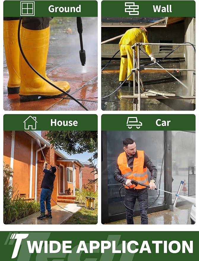 3/8" 4800PSI Pressure Washer Hose 125FT with Swivel Quick Connect for Cold/Hot Water Max 248°F, Kink Resistant Steel Wire Braided, Wear Resistant Power Washer Hose with M22 14mm Adapter - NeatNest