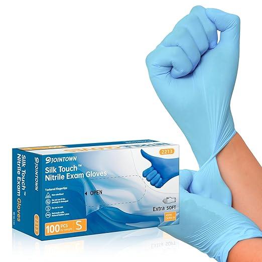 Nitrile Exam Gloves, 3.5-Mil Blue Medical Gloves Disposable Latex-Free, Extra Soft Small 100 Pcs, Powder-Free for Medical, Cleaning, Cooking, Esthetician, Food-Safe, S - NeatNest