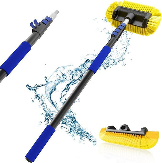 SKGPOLE 26Ft Reach Car Wash Brush with Long Handle, Car Cleaning Brush 12-Inch Soft Bristles, 5-20Foot Aluminium Telescoping Pole for Scratch-Free Cleaning RV, Car, Boats, Truck, Floors, Solar Panels - NeatNest